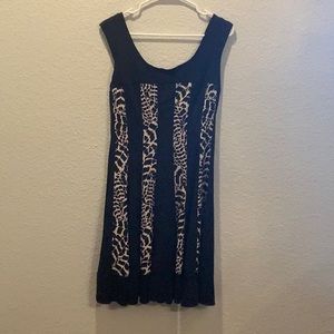 Connected Apparel Black and Tan leopard dress